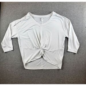 Athleta Women's Embody Twist-Front Top‎ Size S White Athleisure Gym 3/4 sleeve